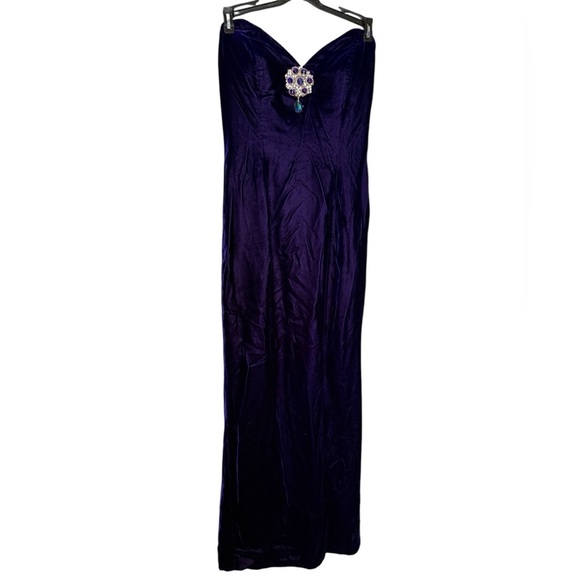 Eugene Alexander deep purple velvet strapless jeweled gown - Picture 1 of 11